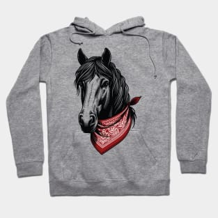 Horse with Red Bandana - Equestrian Horse Riding Graphic Hoodie